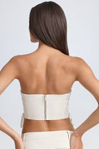 Chic Bandeau Lace-Up Corset Crop Top in Ecru