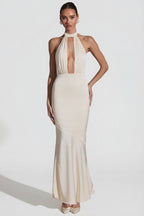Chic Backless Halterneck Fishtail Gown in Ivory