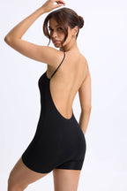 Chic Modal Sweetheart-Neck Low-Back Unitard in Black
