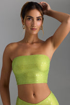 Chic Embellished Strap-Back Bandeau Top in Pear Green