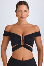 Chic Cut-Out Off-Shoulder Crop Top in Black