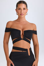 Chic Cut-Out Off-Shoulder Crop Top in Black