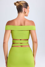 Chic Cut-Out Off-Shoulder Crop Top in Lime Green