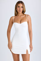 Chic Modal Sweetheart-Neck A-Line Mini Dress in White