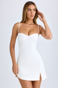 Chic Modal Sweetheart-Neck A-Line Mini Dress in White