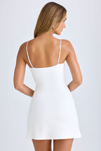 Chic Modal Sweetheart-Neck A-Line Mini Dress in White