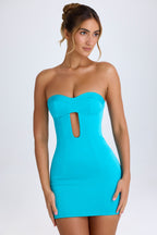 Chic Cut-Out Bandeau Bodycon Mini Dress in Turquoise