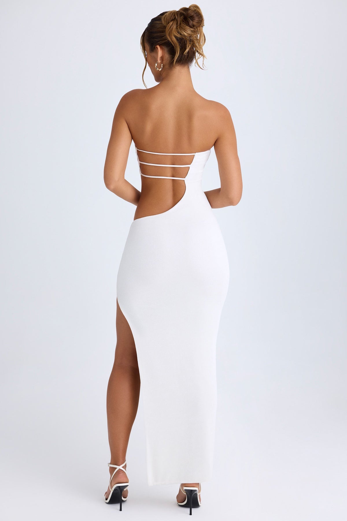 Chic Cut-Out Bandeau Maxi Dress in White
