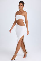 Chic Cut-Out Bandeau Maxi Dress in White