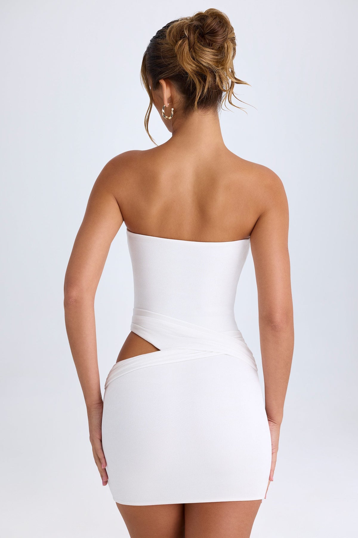 Chic Cut-Out Bandeau Mini Dress in White