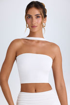 Chic Choker-Detail Bandeau Top in White