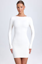 Chic Modal Open-Back Bodycon Mini Dress in White
