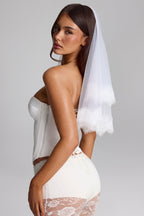 Chic Lace-Trim Veil in White