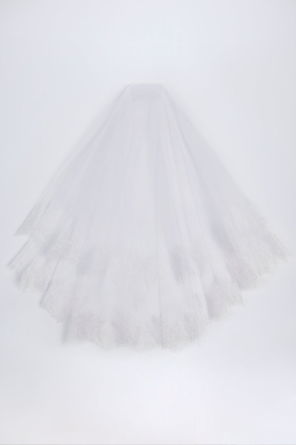 Chic Lace-Trim Veil in White