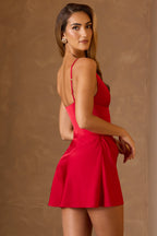 Chic Cut-Out A-Line Mini Dress in Scarlet Red