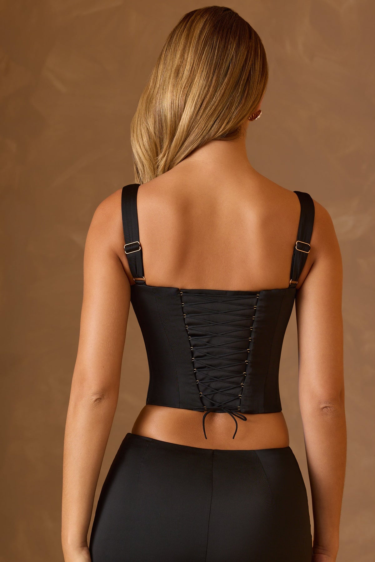 Chic Lace-Up Corset Top in Black