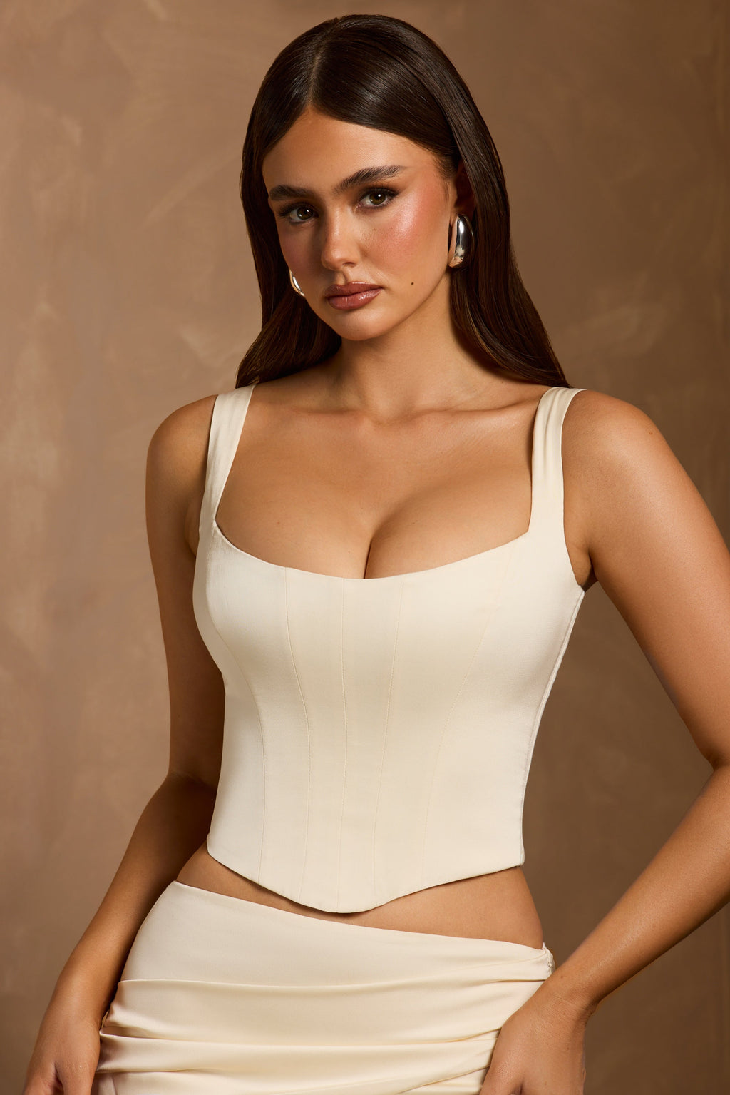 Chic Lace-Up Corset Top in Ivory