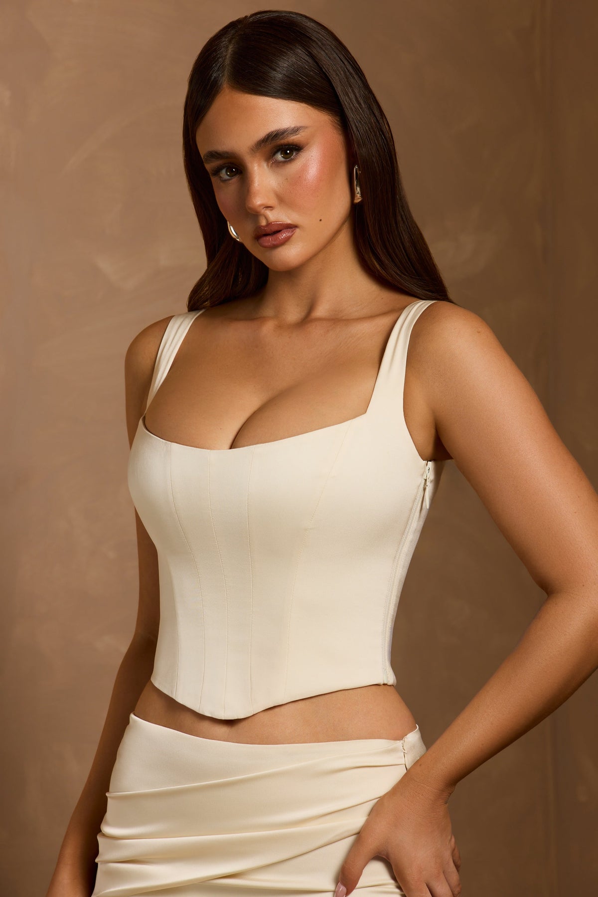Chic Lace-Up Corset Top in Ivory