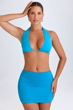 Chic Mid-Rise Micro Mini Skirt in Aqua Blue