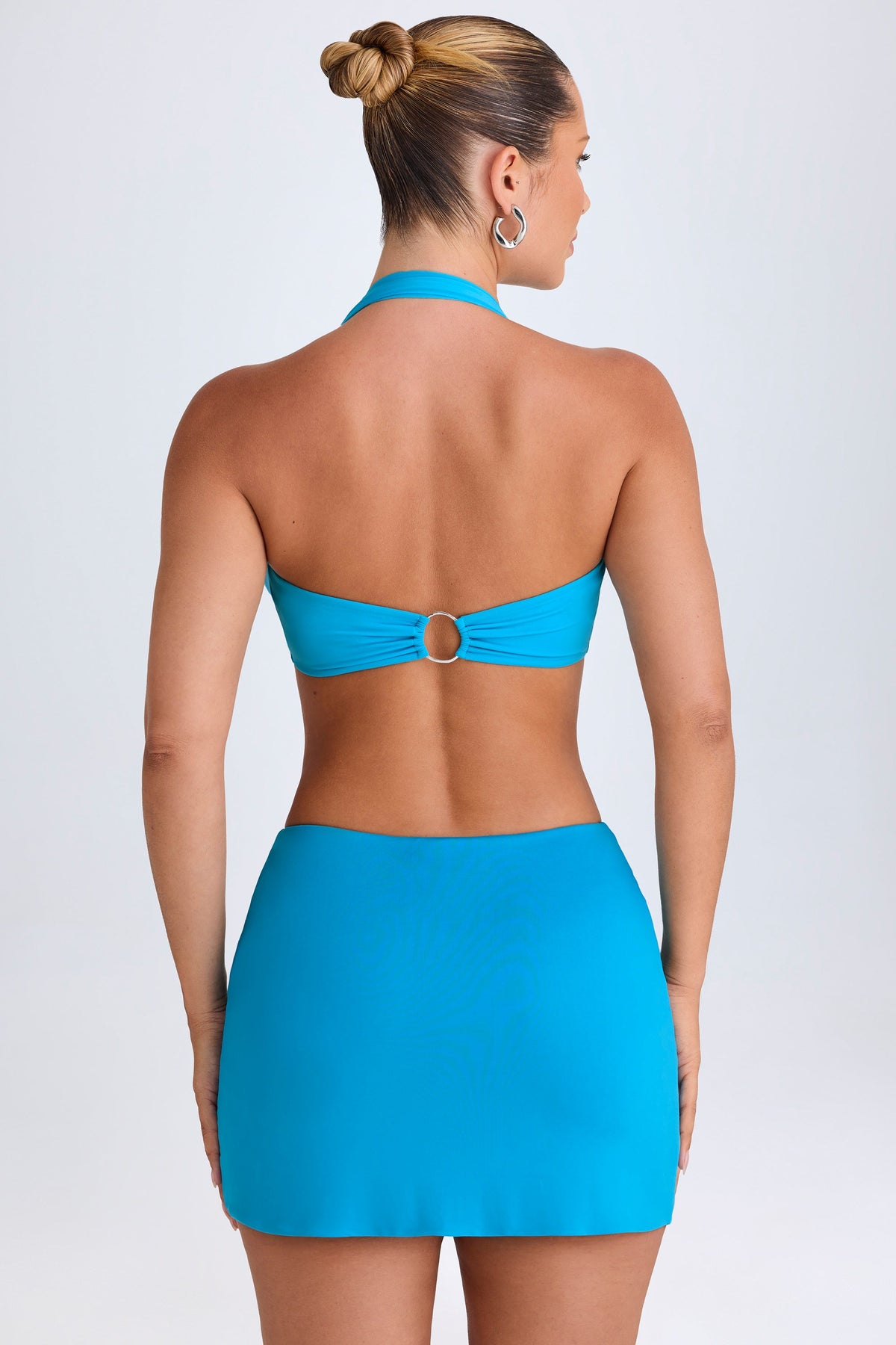 Chic Mid-Rise Micro Mini Skirt in Aqua Blue