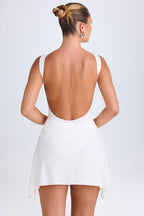 Chic Draped Open-Back Mini Dress in White