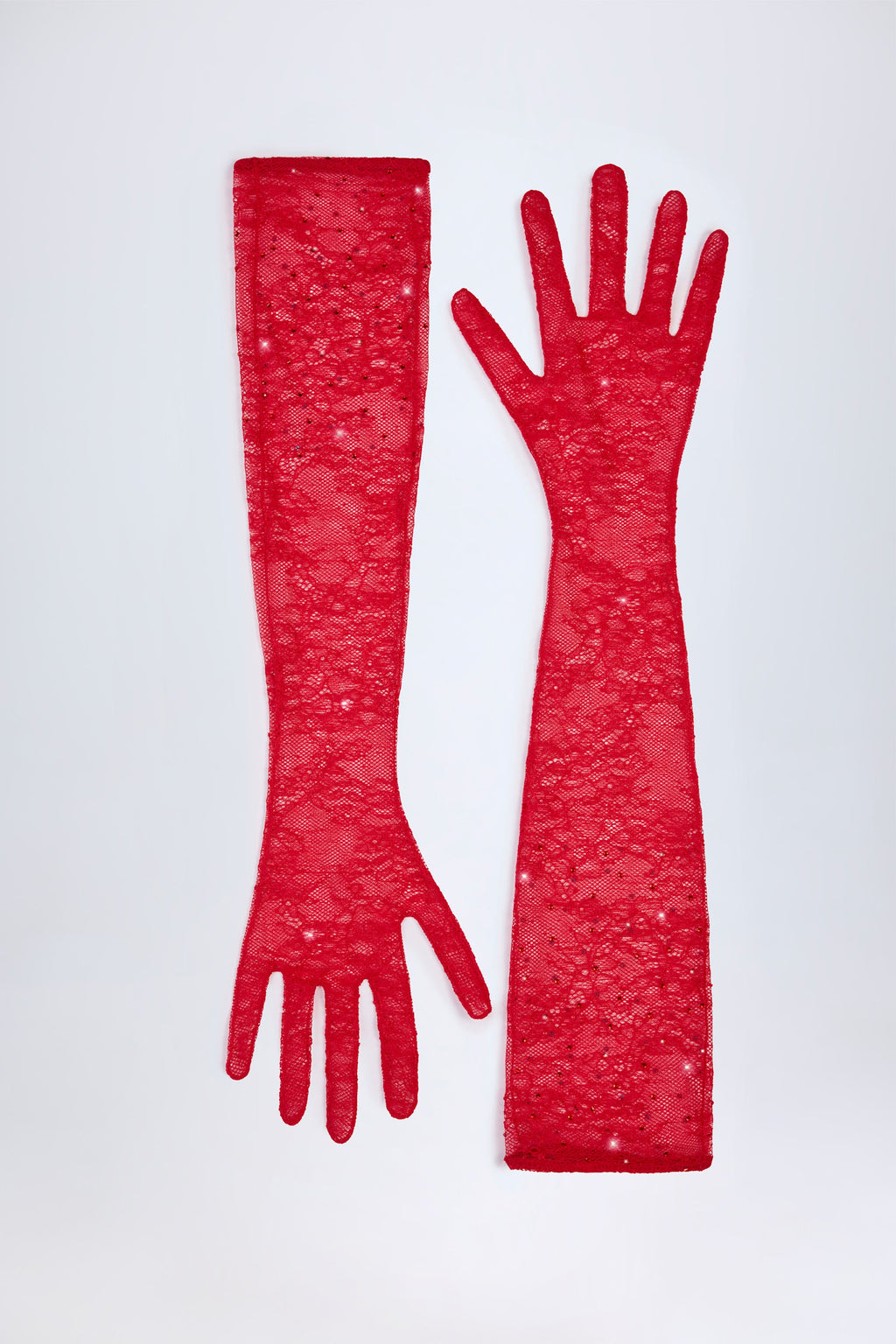 Chic Lace Gloves in Fire Red