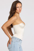Chic Satin Lace-Up Corset Top in Ivory