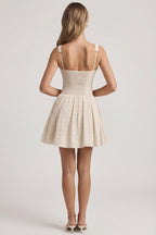 Chic Broderie Anglaise Bow-Detail A-Line Mini Dress in Ivory