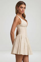 Chic Broderie Anglaise Bow-Detail A-Line Mini Dress in Ivory