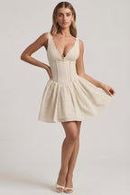Chic Broderie Anglaise Bow-Detail A-Line Mini Dress in Ivory