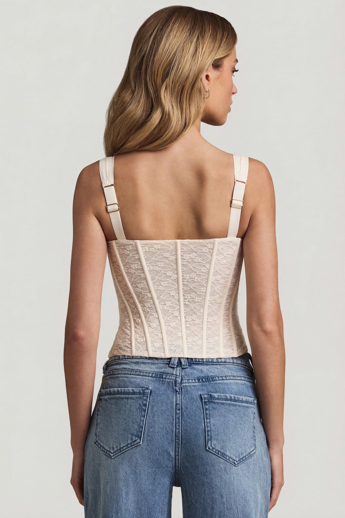 Chic Underwired Lace Corset Top in Ivory