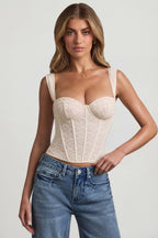 Chic Underwired Lace Corset Top in Ivory