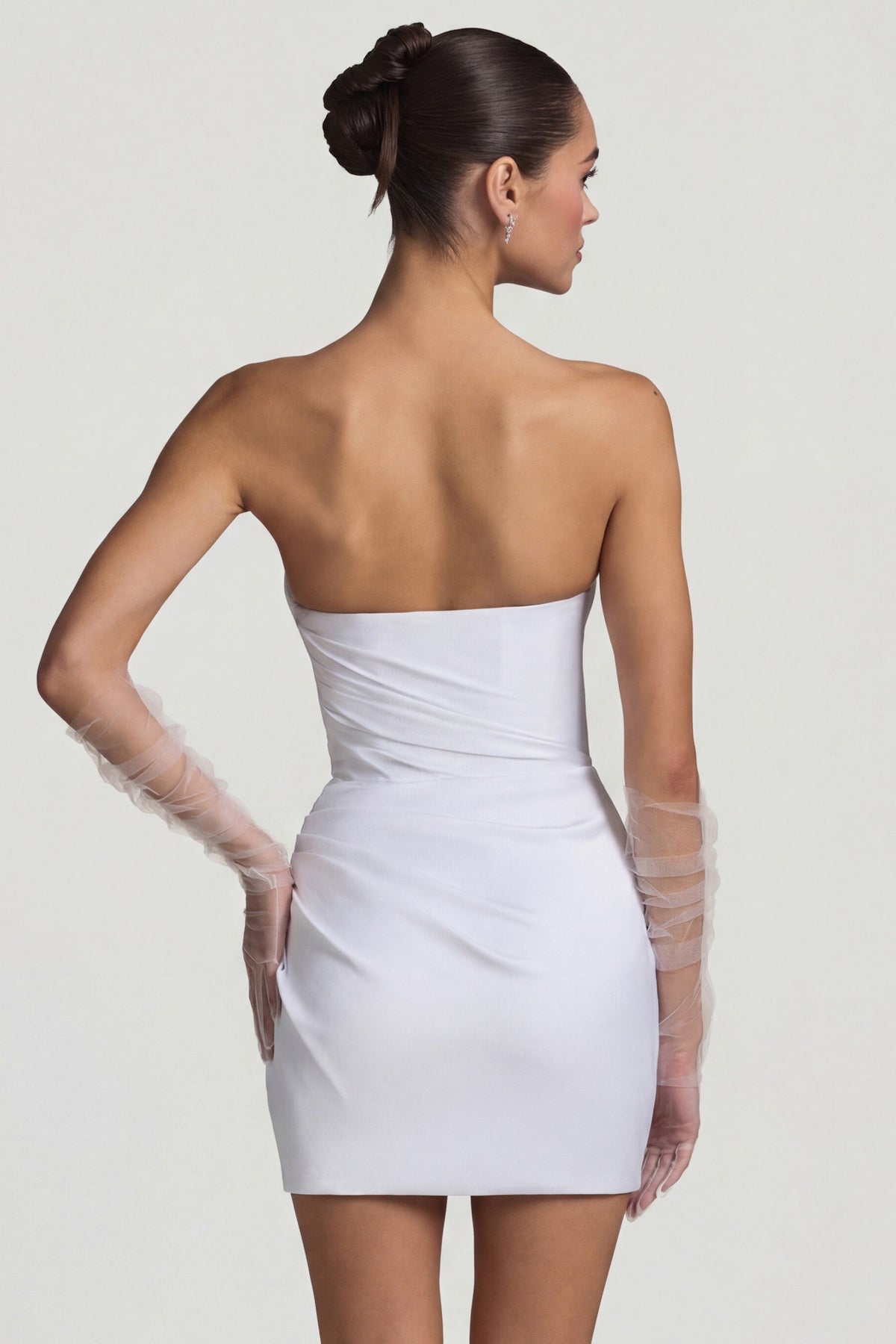Chic Ruched Corset Mini Dress in White