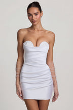 Chic Ruched Corset Mini Dress in White