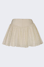 Chic Bow-Detail Broderie Anglaise Mini Skirt in Ivory