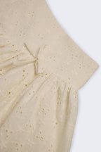Chic Bow-Detail Broderie Anglaise Mini Skirt in Ivory