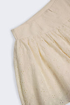 Chic Bow-Detail Broderie Anglaise Mini Skirt in Ivory
