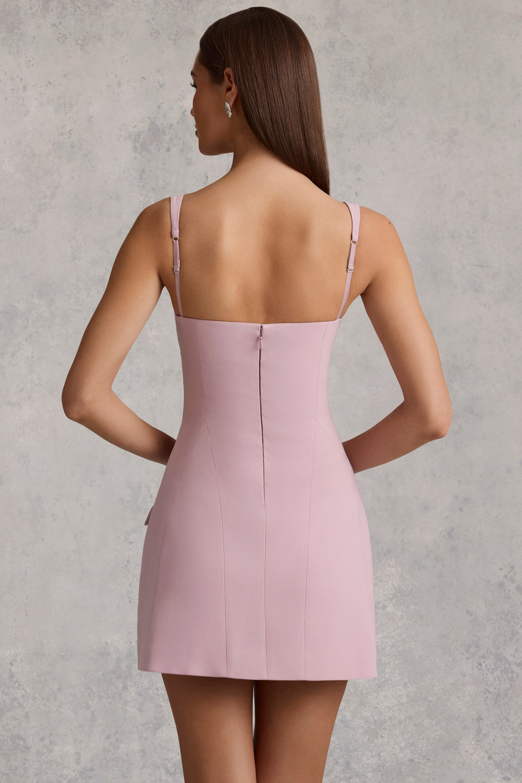 Chic Cut-Out Structured A-Line Mini Dress in Mauve