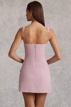 Chic Cut-Out Structured A-Line Mini Dress in Mauve