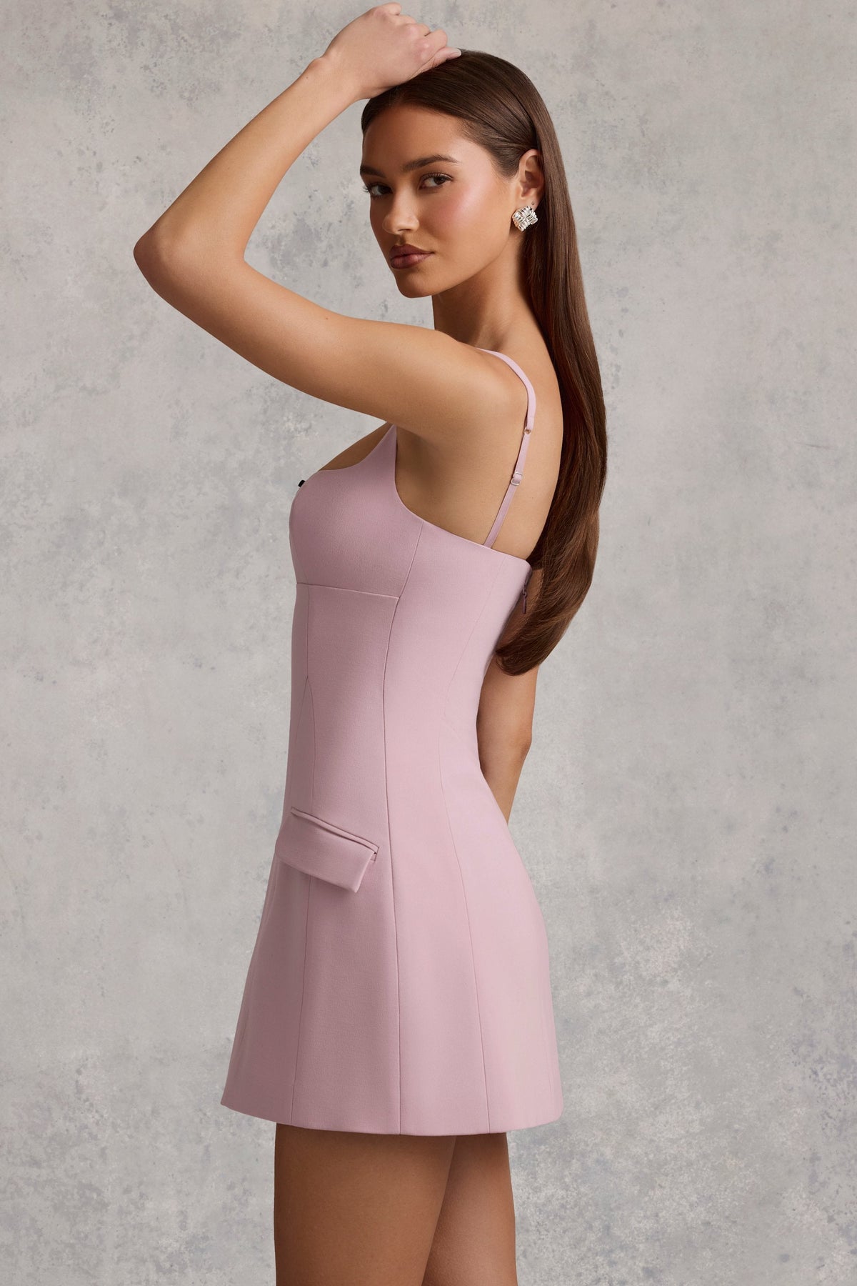Chic Cut-Out Structured A-Line Mini Dress in Mauve