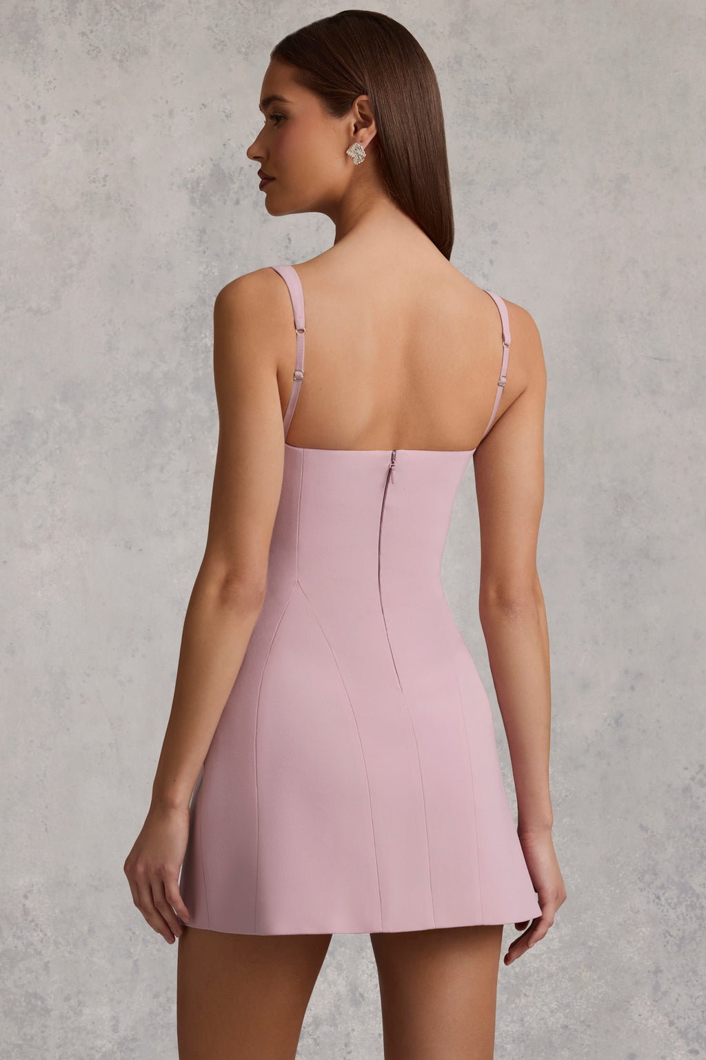 Chic Cut-Out Structured A-Line Mini Dress in Mauve