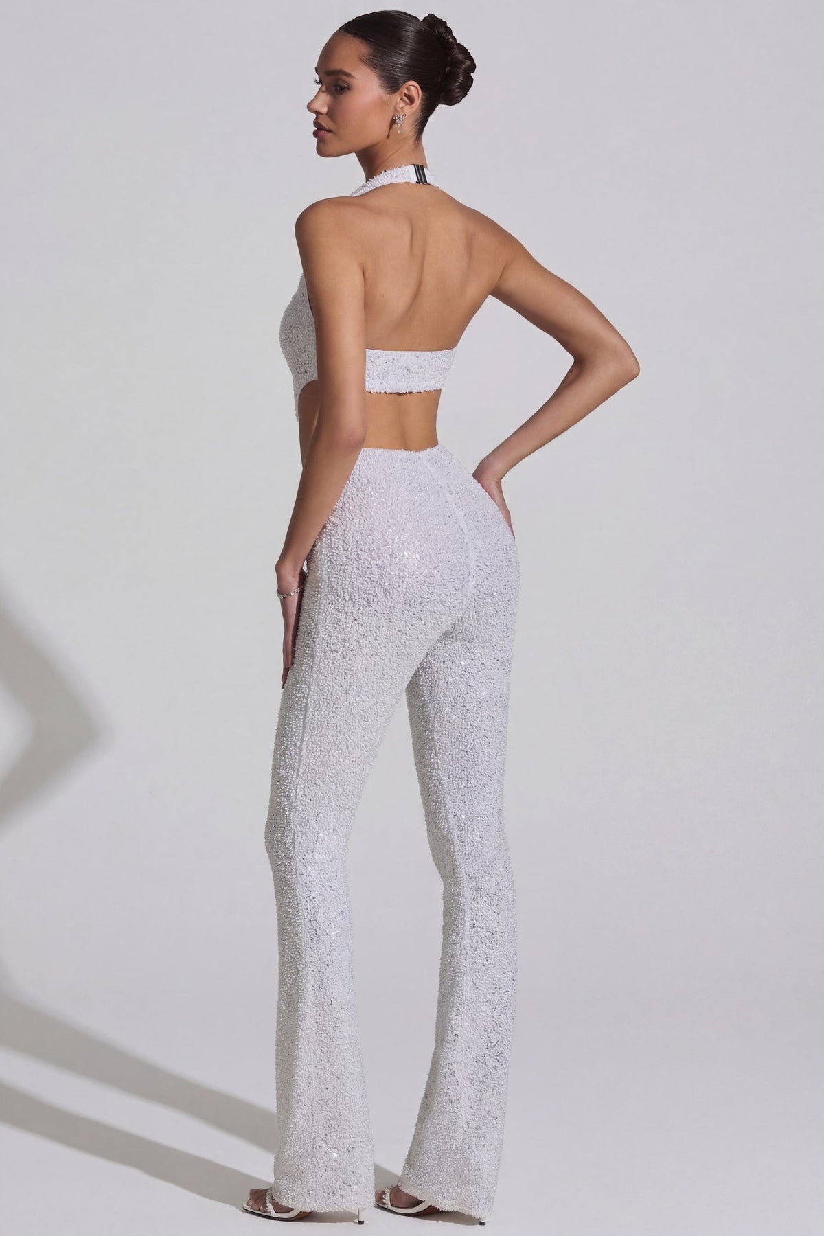 Chic Embellished Cut-Out Jumpsuit in White