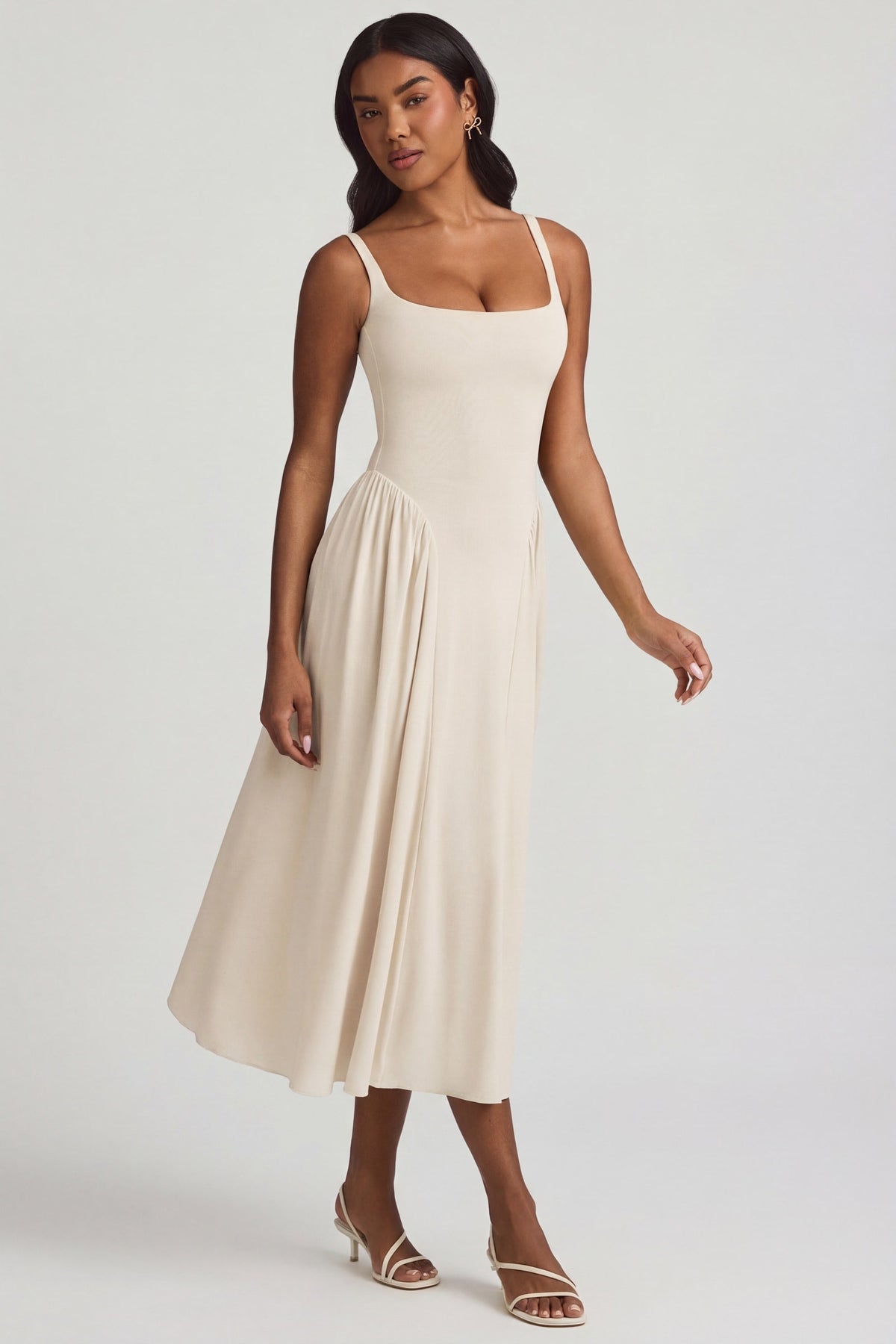 Chic Modal A-Line Midaxi Dress in Ivory