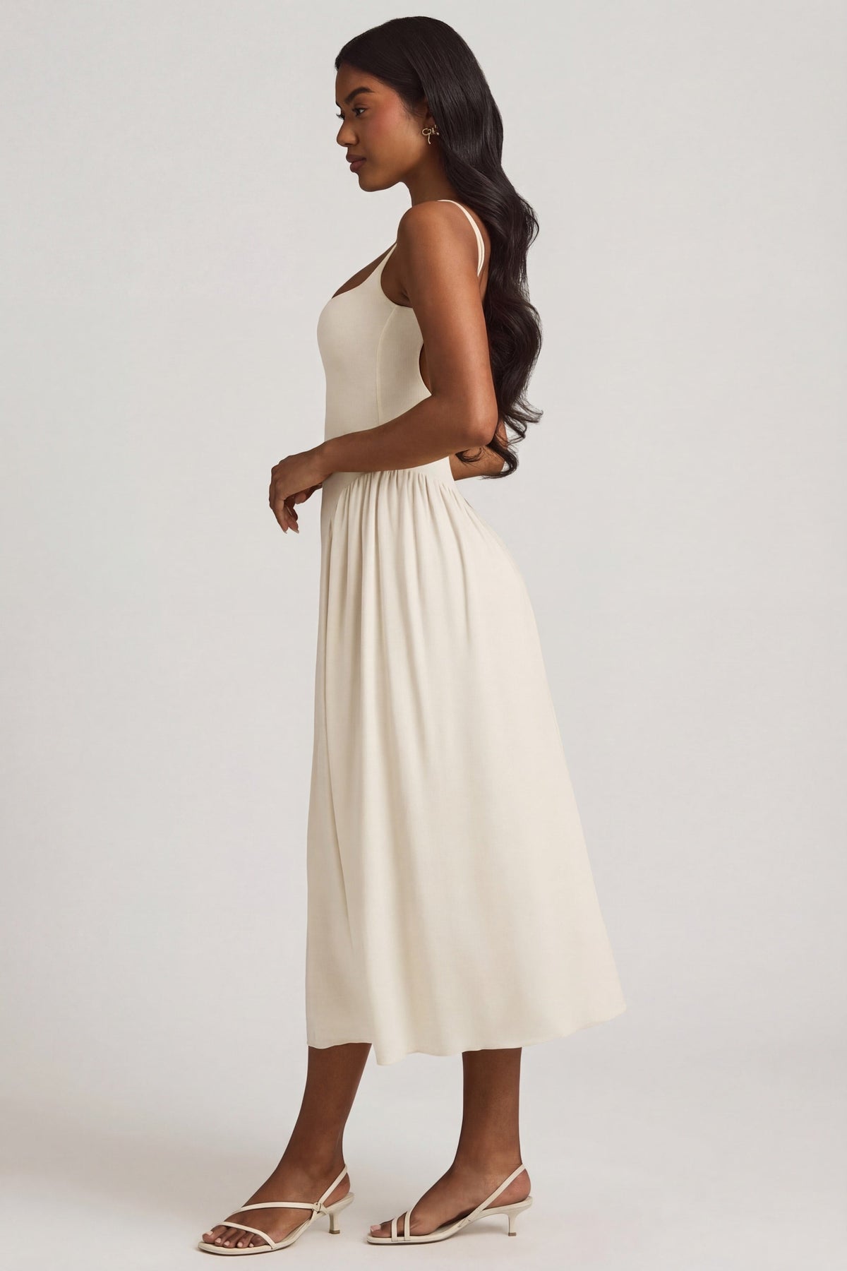 Chic Modal A-Line Midaxi Dress in Ivory