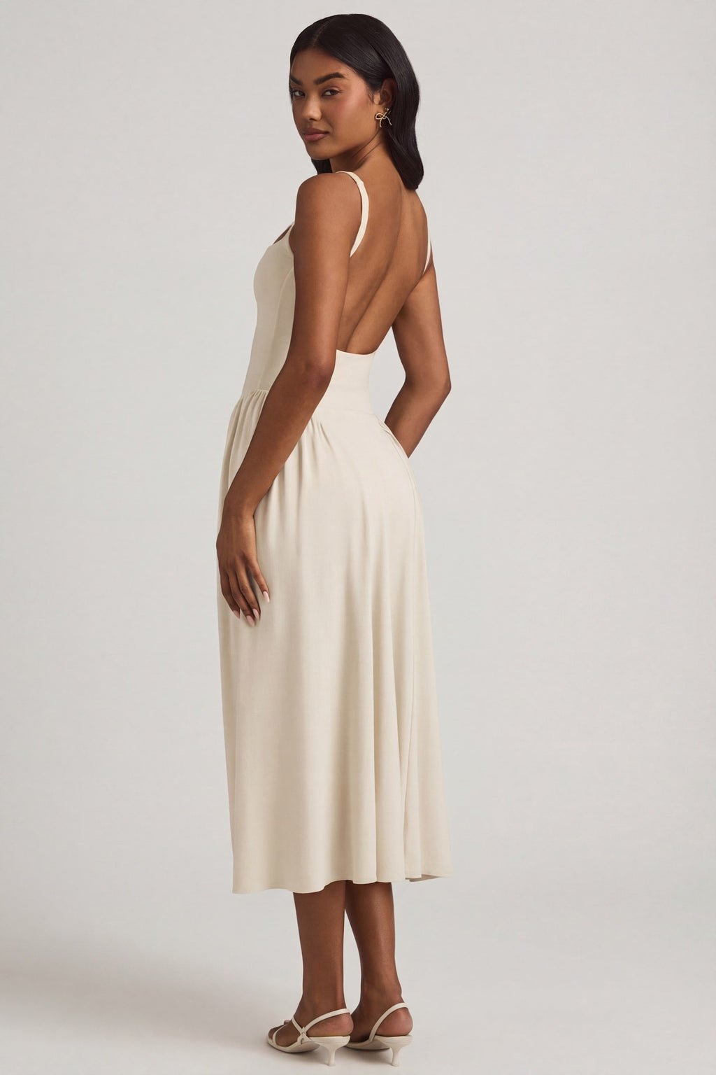 Chic Modal A-Line Midaxi Dress in Ivory