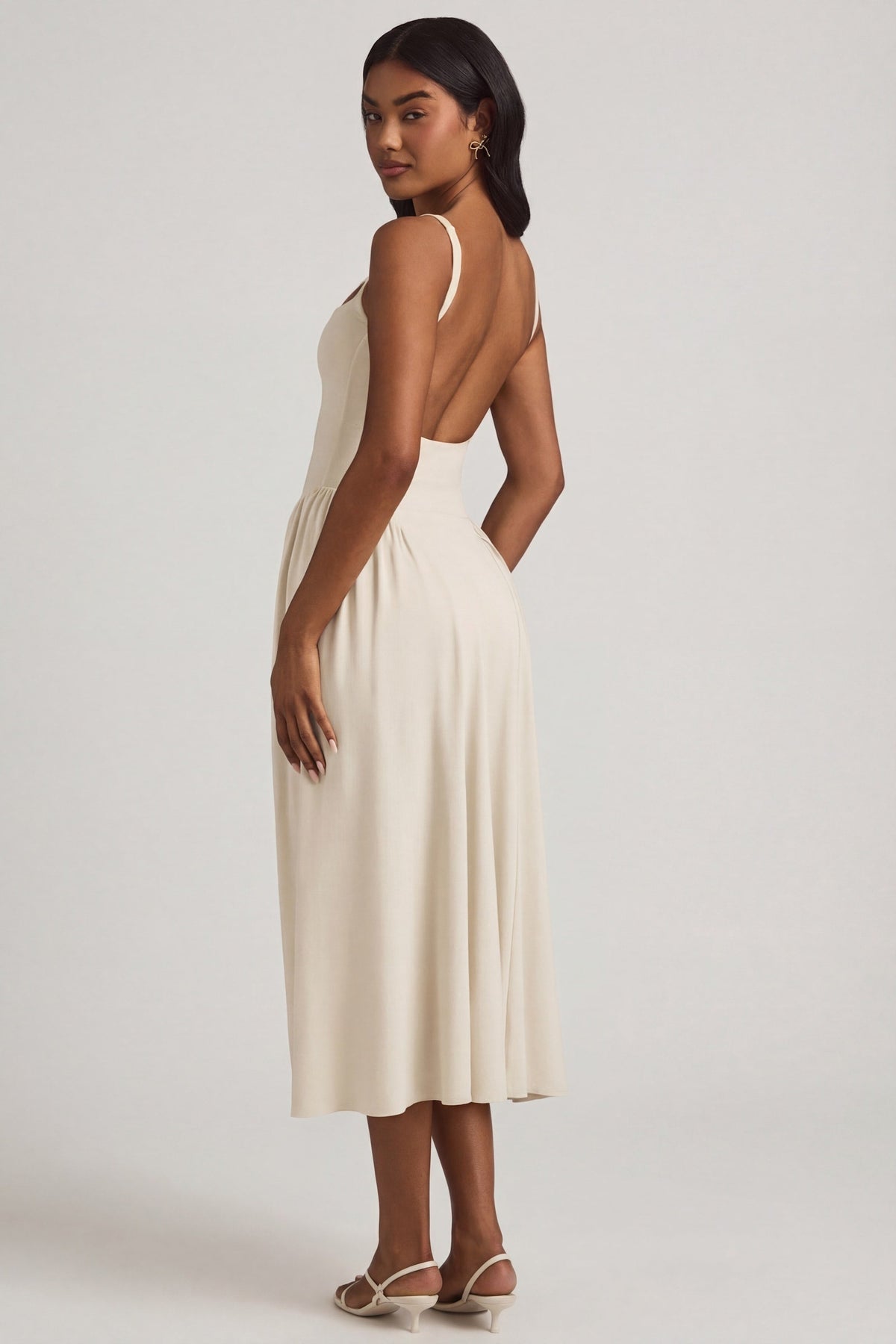 Chic Modal A-Line Midaxi Dress in Ivory