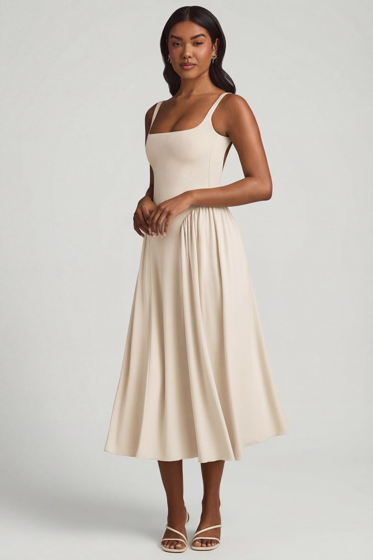 Chic Modal A-Line Midaxi Dress in Ivory