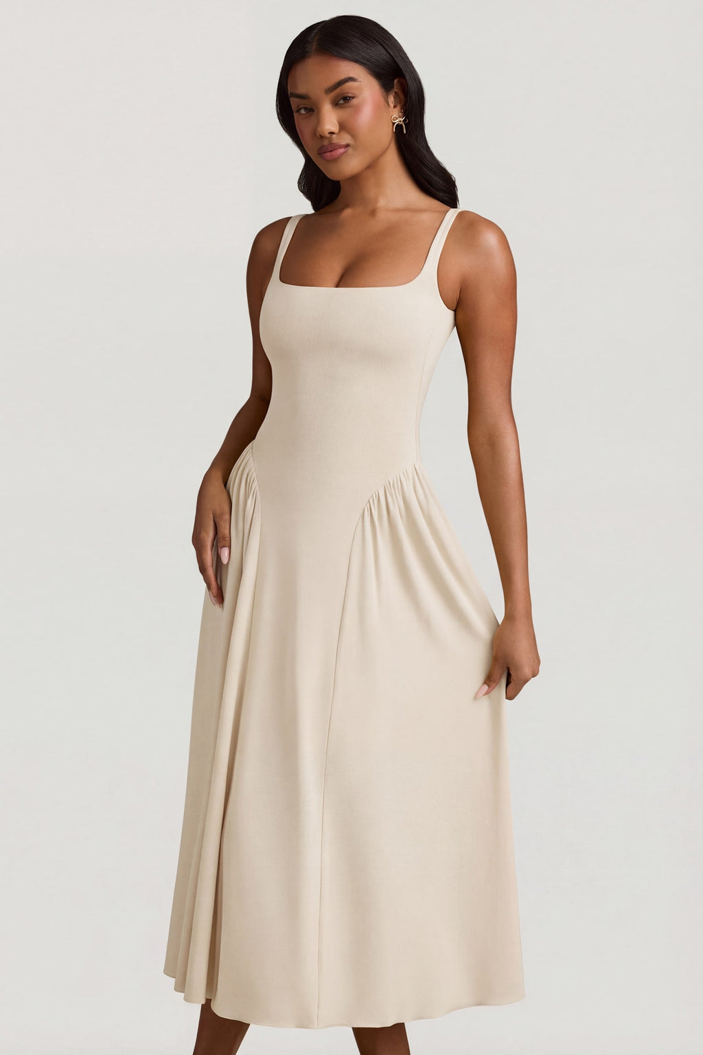 Chic Modal A-Line Midaxi Dress in Ivory