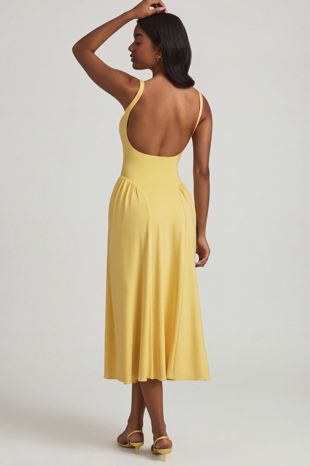 Chic Modal A-Line Midaxi Dress in Pastel Yellow