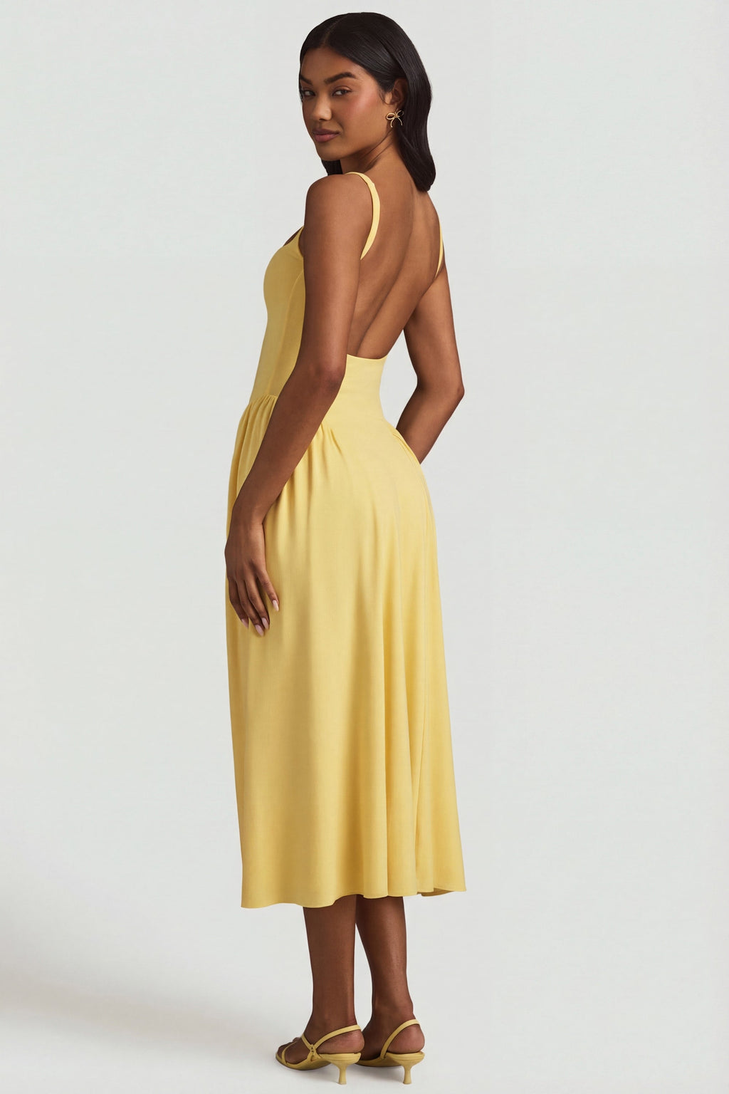 Chic Modal A-Line Midaxi Dress in Pastel Yellow